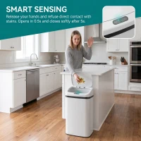 HOMCOM 48L Stainless Steel Sensor Bin - White(m-5)