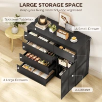 HOMCOM Modern Chest Of Drawers, 5 Drawer Dresser with Adjustable Shelf, Soft-Close Door, Black(m-4)