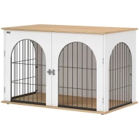PawHut Dog Crate Furniture, Indoor Dog Cage with Double Doors for Large Breeds, Pet Kennel End Side Table(m-11)