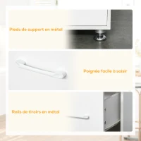 HOMCOM Buffet haut cuisine, armoire de cuisine avec 3 portes, 3 tiroirs et plan de travail, 60 x 40 x 160 cm, blanc(m-5)