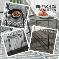 Outsunny Gartentisch, Runder Außen-Beistelltisch aus Stahl mit herausnehmbarem Tablett, faltbares Design, Terrassentisch, Schwarz(m-4)