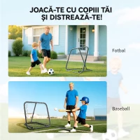 HOMCOM Rețea de Ricoșeu pentru Fotbal cu Unghi Reglabil în Metal, 78x84x65-78 cm(m-7)