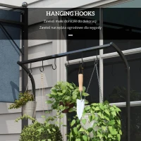 Outsunny Tall Plant Stand with Hanging Hooks, 3 Tiered Plant Rack Ladder Shelf for Indoor Outdoor Porch Balcony Living Room Bedroom, Black(m-5)