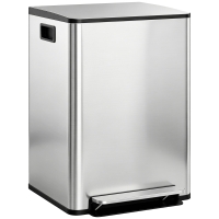 HOMCOM Cubo de Basura de Cocina con 2 Compartimentos 2x30L con Pedal Tapa de Cierre Suave y Cubo Extraíble Plata
