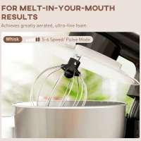 HOMCOM Mixer Planetar de 4.5L cu 6 Viteze din Oțel Inoxidabil, Plastic și Aluminiu, 35x22x29 cm, Negru și Argintiu(m-7)
