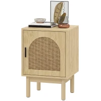 HOMCOM Rattan Bedside Table for Bedroom - Natural Wood(m-11)