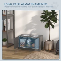 PawHut Comedero Elevado para Perros Grandes con 2 Cuencos de 2000ml y Almacenamiento Oculto 60x30x35,5 cm Gris(m-5)