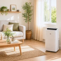 HOMCOM 4-in-1 Portable Air Conditioner 14000 BTU with Dehumidifier, Cooling, Fan, Sleep Mode, Cream(m-2)
