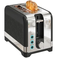 HOMCOM Tostadora de 2 rebanadas con 7 niveles de tostado, funciones Calentar/Descongelar/Cancelar, rejilla calentadora, 930 W(m-6)