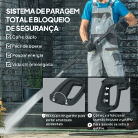 Outsunny Lavadora de Alta Pressão 1800W 150 Bar Caudal 420 L/h com Paragem Automática Mangueira de 6 m 30x27,5x76 cm Vermelho(m-6)