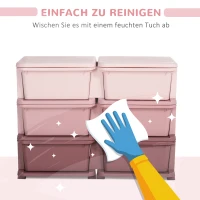 HOMCOM Aufbewahrungsbox für Kinder, Kinder-Aufbewahrungsbox, 3 Schubladen, Rosa(m-6)