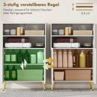 HOMCOM Badezimmerschrank, Kommode für Wohnräume, Soft-Close-Türen, 2 offene Regale, MDF, Weiß(m-7)
