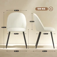 HOMCOM Conjunto de 4 Cadeiras de Sala de Jantar Modernas Cadeiras Estofadas em Veludo com Encosto Alto e Pés de Aço 50x52x83 cm Creme(m-3)