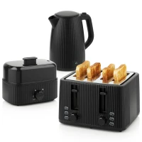 HOMCOM 1,7L Schnellkoch-Wasserkocher und 4-Scheiben-Toaster-Set, Eierkocher für 6 Eier mit Kontrollleuchte Schwarz(m-11)
