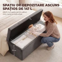 HOMCOM Pouf pentru ședere, suport pentru picioare, scaun, bancă mică, dulap pentru depozitare, gri(m-4)