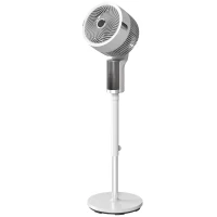 HOMCOM Ventilador de pé silencioso 20 dB para quarto, ventilador com oscilação a 90°, 8 velocidades e luz LED, branco(m-1)