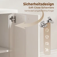 HOMCOM Computertisch mit 4 Schubladen und Schrank, 140 cm Schreibtisch für Arbeitszimmer, Weiß Holzoptik(m-5)