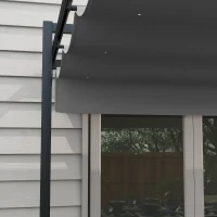Outsunny Cenador de Jardín 3x4 m con Techo Retráctil de Poliéster y 12 Orificios de Drenaje Pérgola para Terraza Gris Oscuro(m-8)