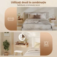 HOMCOM Set de 2 noptiere moderne suspendate pentru dormitor cu sertar și raft din lemn 35x32x22,5cm, stejar(m-8)