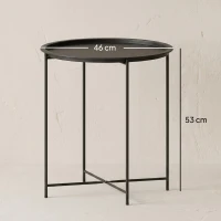 Outsunny Măsuță de grădină cu tavă detașabilă și picioare pliabile din oțel, Ø46x50 cm, negru(m-3)