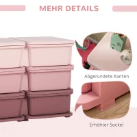 HOMCOM Aufbewahrungsbox für Kinder, Kinder-Aufbewahrungsbox, 3 Schubladen, Rosa(m-7)