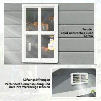 Outsunny Căsuță de Grădină cu Fereastră și Uși Duble din PP și Aluminiu, 183x134x210 cm, Gri(m-7)