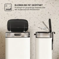 HOMCOM 5 L Mülleimer, freistehend oder hängend platzierbar, Edelstahl, Cremeweiß(m-5)