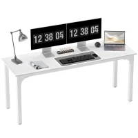 HOMCOM Scrivania per Computer 180 cm con Grande Piano per 2 Persone, per Lavoro da Casa o Studio, Bianco(m-8)