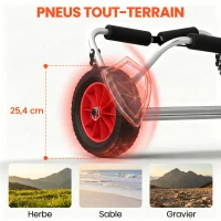 HOMCOM Chariot de transport trolley pour kayak, stand-up paddle, canoë cadre en aluminium dim. 70L x 40L x 42H cm(m-4)