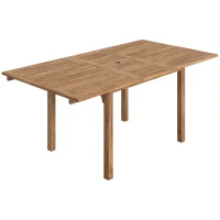 Outsunny Extending Garden Table, Outdoor Dining Table for 6-8 with Acacia Wood Slatted Tabletop for Balcony Porch(m-1)