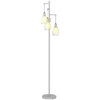 HOMCOM 3-Light Floor Lamp, 170cm Industrial Dimmable Standing Lamp with Steel Wire Cage Lampshades for Living Room, Bedroom, Dining Room, Study, Bulb Not Included, Silver Tone(m-11)