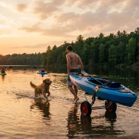 HOMCOM Chariot de transport trolley pour kayak, stand-up paddle, canoë cadre en aluminium dim. 70L x 40L x 42H cm(m-9)