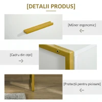 HOMCOM Set 2 noptiere moderne cu sertar și raft deschis din MDF și oțel, 45x40x60cm, alb și auriu(m-7)