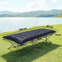 Outsunny Colchão Cama de Campismo Dobrável com Correias Antiderrapante Espessura 8 cm Cinza Escuro(m-3)