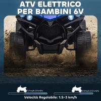 AIYAPLAY Quad Elettrico per Bambini ATV con Batteria Ricaricabile 6V, Fari LED e Musica, Età 3-6 Anni, Blu(m-4)