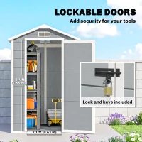 Outsunny 4 x 6ft Garden Shed, Plastic Shed with Floor, Window, Lockable Door and Vents, Resin Tool Shed for Outdoor Patio Storage, Zero Maintenance, Grey(m-6)