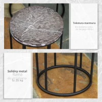 Outsunny Zestaw 3 metalowych stojaków na kwiaty, marmurowy wzór, możliwość układania w stos(m-6)