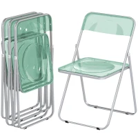 HOMCOM Conjunto de 4 Cadeiras Dobráveis em Acrílico, Cadeiras Transparentes, Verde(m-7)