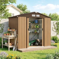 Outsunny Abri de jardin 2,5 m² - remise pour outils avec kit de fondation - cabanon porte verrouillable - tôle d'acier kaki(m-10)