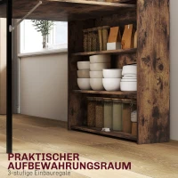 HOMCOM Esstisch Klappbar mit Regal, Industrie-Design, Platzsparend, Für Kleine Räume, 80x90x93cm, Rustikal-Braun(m-5)