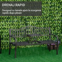 Outsunny, Băncuță de grădină, Cu masă de cafea integrată, Metal,150 x 58.5 x 90 cm, Negru(m-6)