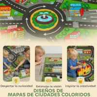AIYAPLAY Alfombra Infantil Carretera de Ciudad 160x100 cm Alfombra Educativa Antideslizante para Gateo y Jugar con Coches(m-5)