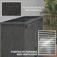 Outsunny Armario de Jardín 0,83 m² 127x65x168 cm con 2 Puertas de Persiana 2 Estantes 2 Asas y Techo Impermeable Gris(m-5)