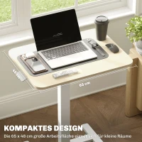 Vinsetto Sta-bureau, laptoptafel, in hoogte verstelbaar, 4 wielen, 65 cm x 48 cm x 108 cm, Geel(m-6)
