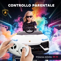 AIYAPLAY Macchina Elettrica per Bambini Licenza Lamborghini con Clacson e Telecomando, 101.5x49x43 cm, Bianca(m-5)