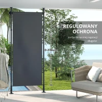 Outsunny Markiza pionowa z osłoną przeciwsłoneczną, roleta balkonowa 120 x 220-310cm, osłona balkonu z korbowym mechanizmem, odporna na warunki atmosferyczne, osłona ogrodowa, poliester, ciemnoszary(m-5)