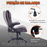 HOMCOM Cadeira de Escritório Tipo Poltrona Giratória Reclinável Cor Castanho 62x68x111-121 cm(m-5)