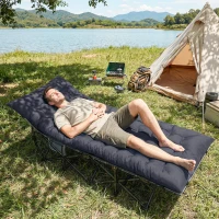 Outsunny Colchão Cama de Campismo Dobrável com Correias Antiderrapante Espessura 8 cm Cinza Escuro(m-9)