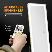 HOMCOM Specchio da Terra e da Parete con Luce LED Regolabile e Telecomando, 40x37x156.5cm(m-6)