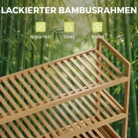 HOMCOM Doppel-Wäscheschrank mit Kippfunktion, freistehender Bambus-Schrank, 2 herausnehmbare Körbe, 3 Ablagefächer, Eiche(m-6)